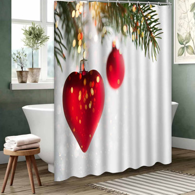 Red Waterproof Shower Curtain, Shower Curtains for Bathroom with 12 Hooks