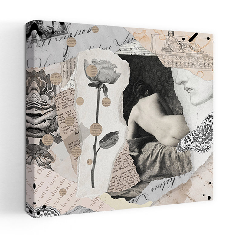 «Sensual Rose Collage Classic Delicate Elegant Butterfly Rose Landscape Nature», art mural