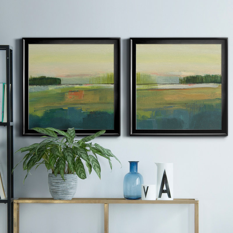 Way to Woodstock I - ensemble de 2 peintures sur toile encadrées, H 34,5 po x l 69 po x P 1,5 po, Noir