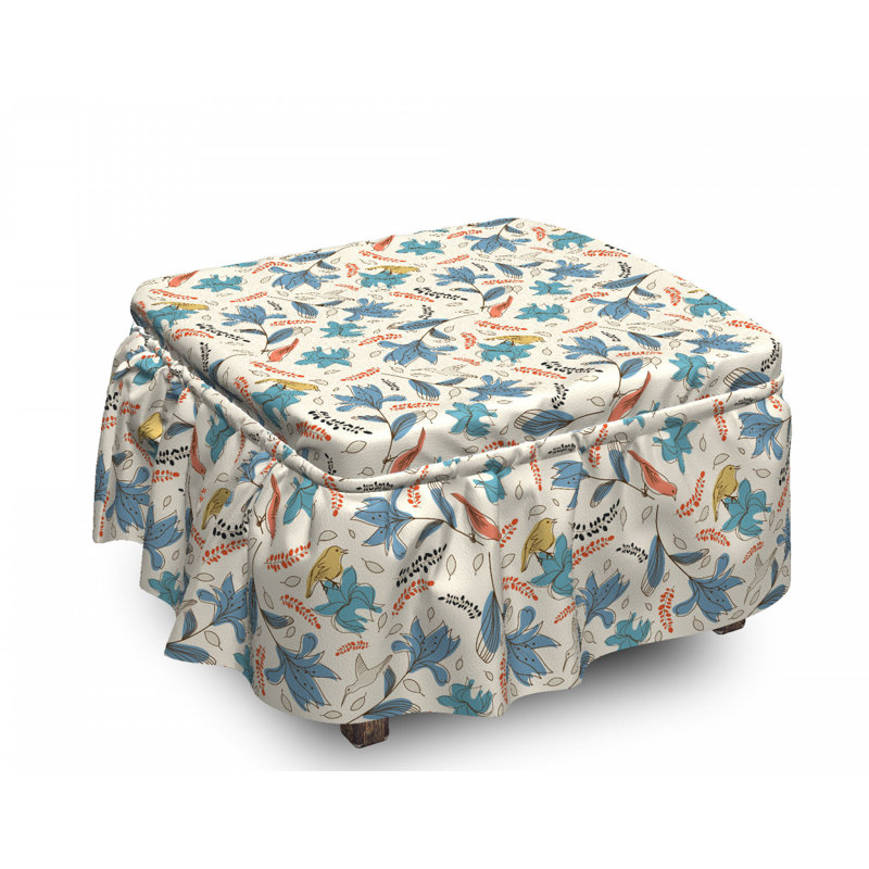 Housse pour repose-pieds Abstract Flowers and Birds