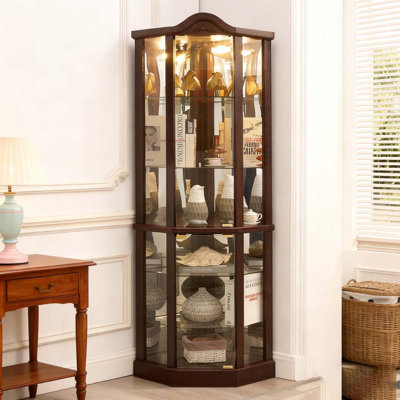 Armoire de coin en verre avec éclairage