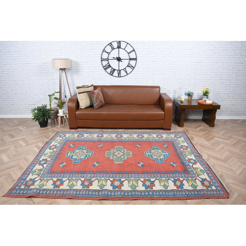 Grand tapis rouge turc rétro parfait pour les salons et un excellent cadeau pour lui