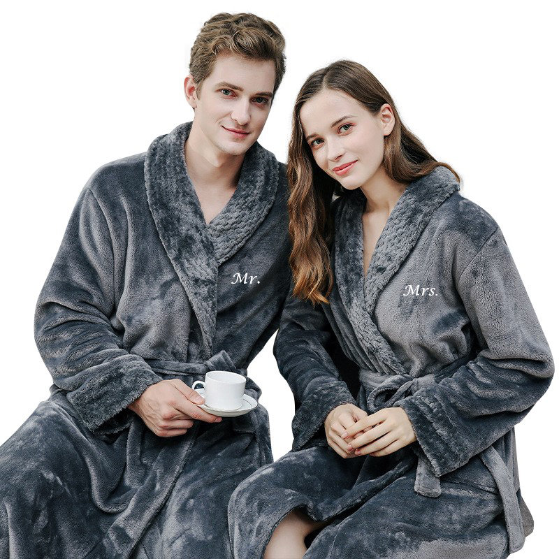 Peignoir en molleton avec poches et capuche, M, Gris foncé