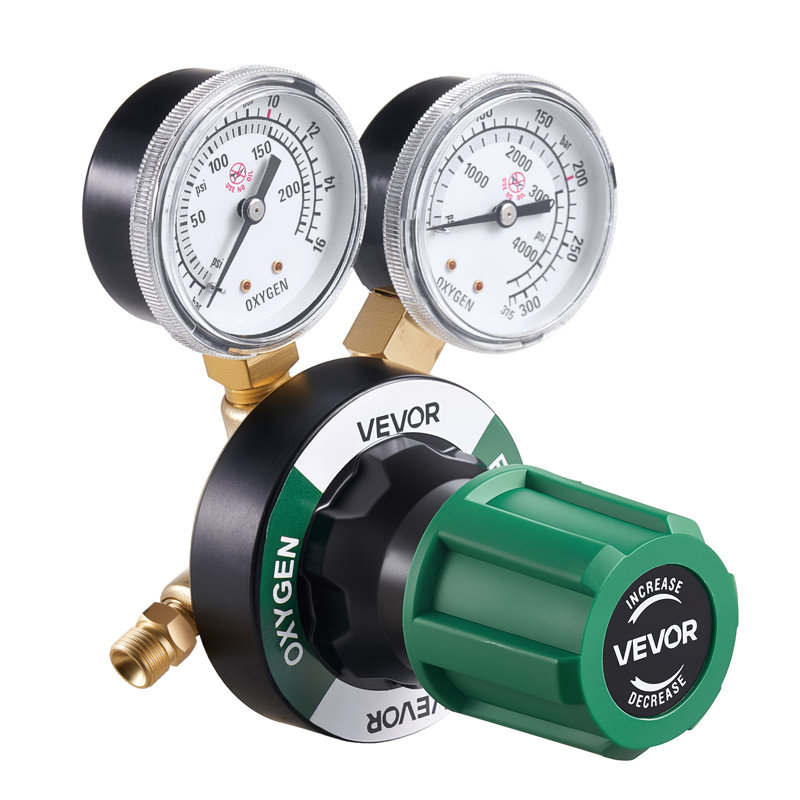 Régulateur d'oxygène, régulateur Oxy précis, jauge de gaz de soudage 0-4000PSI avec connexion d'entrée CGA-540 et connexion de sortie 9/16 "-18 HR, réglage de la poignée du PC