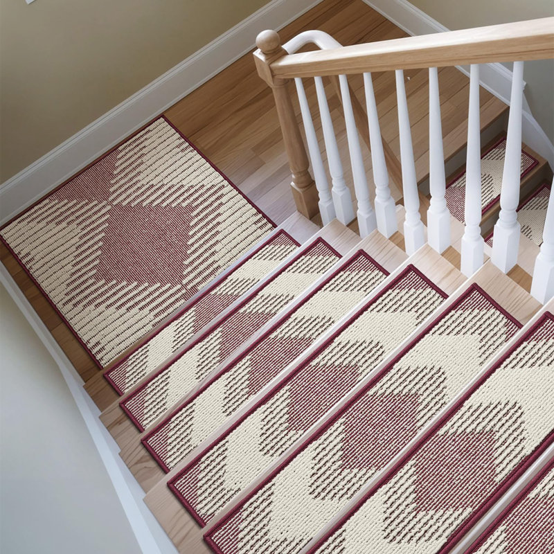Tapis d'escalier 15 pièces antidérapants, Rouge