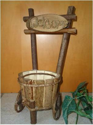 Pot à fleurs en bois welcome Lily