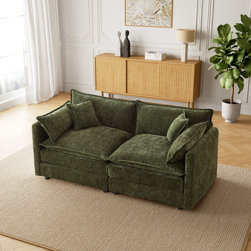 Canapé recouvert de chenille, design ergonomique, élégant et facile à installer, Green, 2