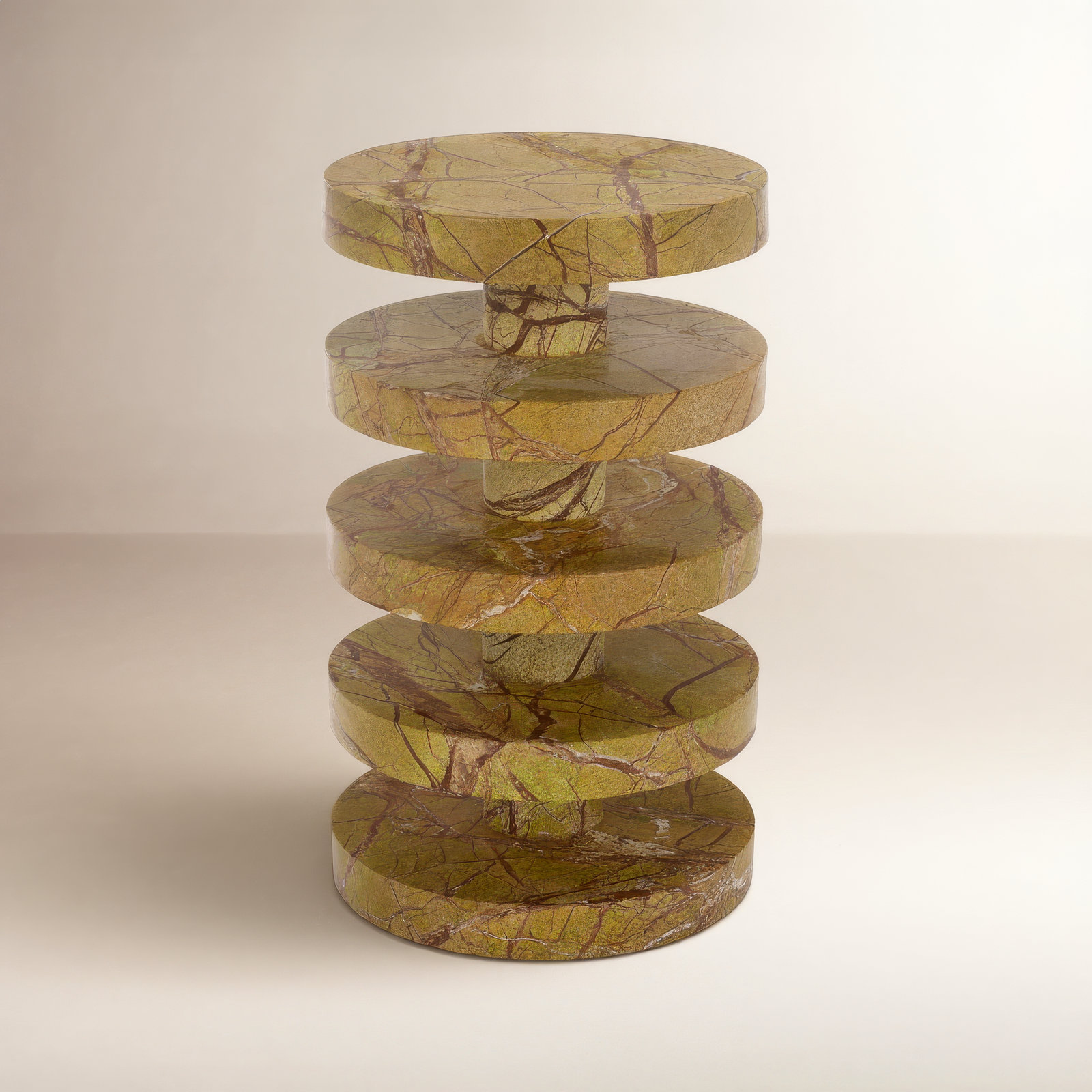 Danny Round Marble Accent Table, Brown/Beige