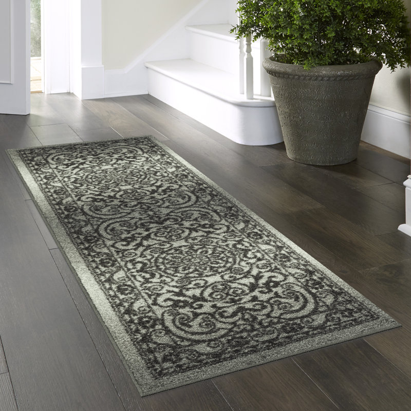 Dreyfuss Oriental Tufted Light Gray/Dark Gray Area Rug, Runner 2' x 6'