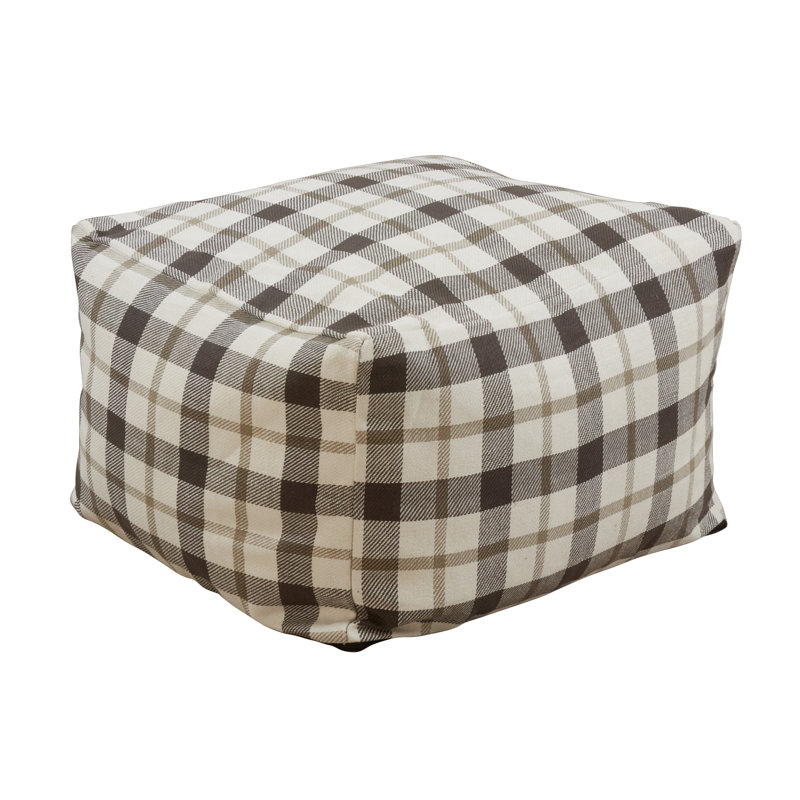 Capehart Upholstered Pouf, Gray/Cream