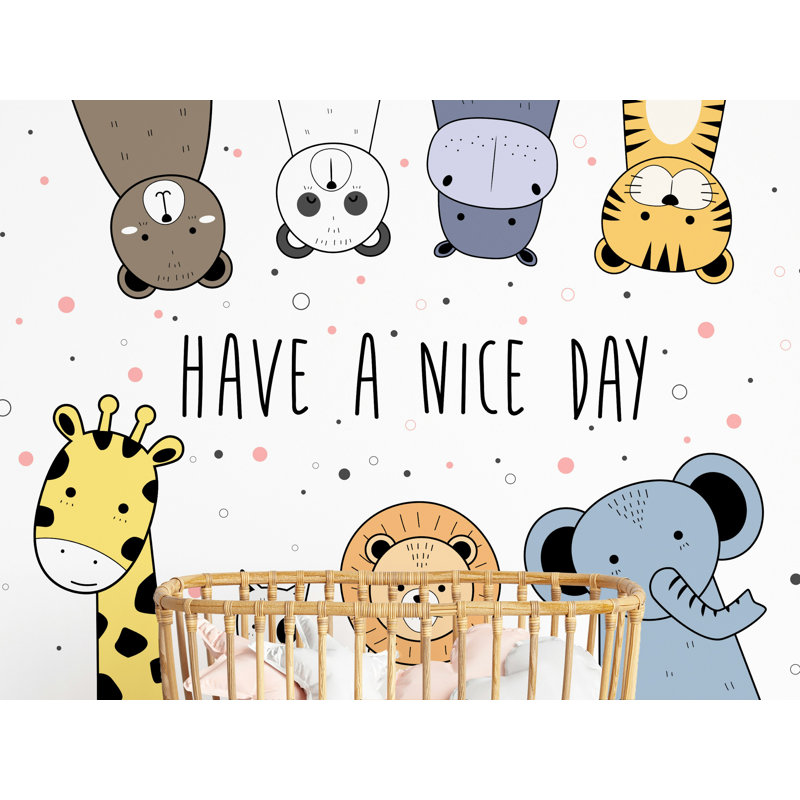 Adorables animaux de safari, papier peint «Have a Nice Day», L 37 po x l 56 po