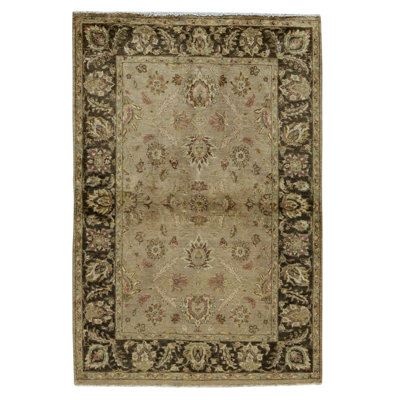 Tapis taupe et châtaignier noué à la main de haute qualité
