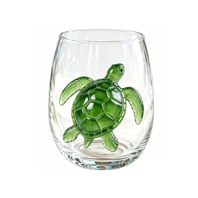 a glass Artisanal Glassware 2D Printing Stemless Wine Glasses