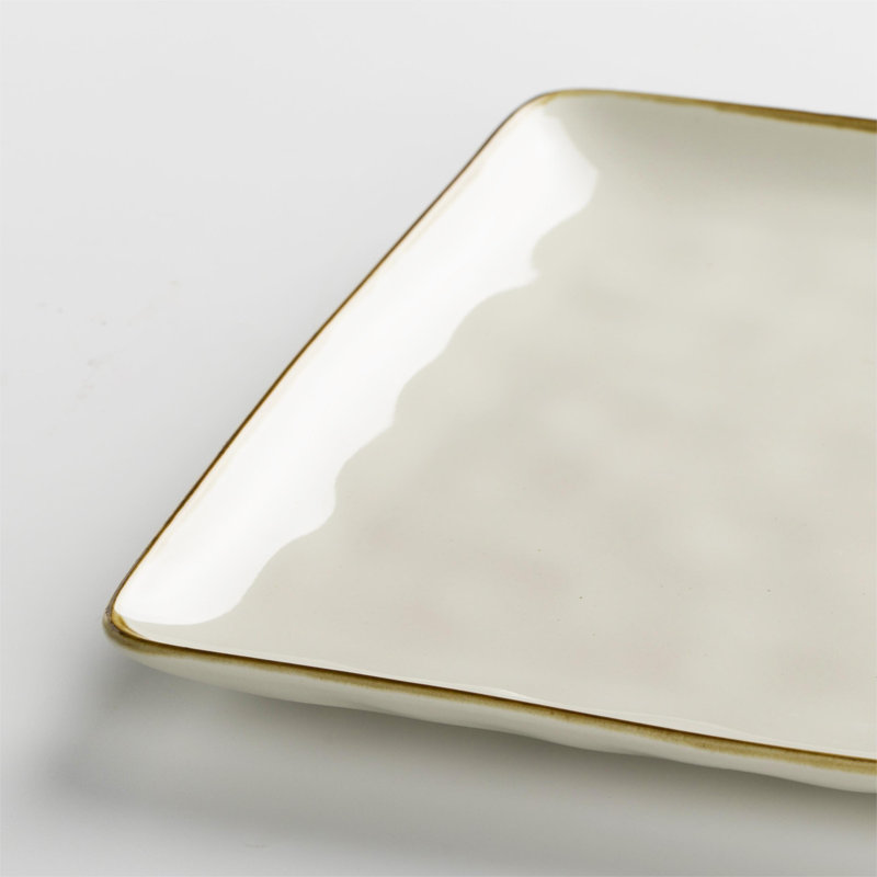  9.75'' Stoneware Square Dinner Plate (Set of 6), Cream