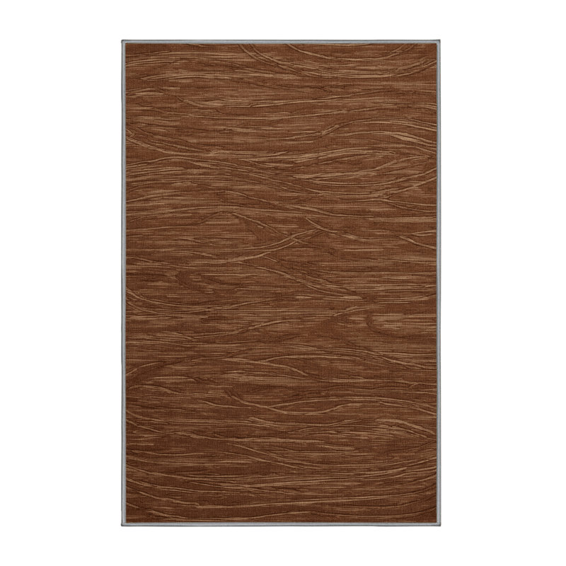 Machine Washable Abstract Brown Area Rug, Rectangle 2' x 3'