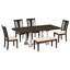 Ensemble de table de salle à manger extensible de style traditionnel avec tréteaux 78 pouces avec une feuille amovible de 18 pouces, chaises et banc rembourrés, blanc vieilli