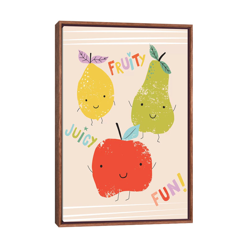 «Fruit Fun I» par Caroline Alfreds - impression d'art graphique, H 40 po x l 26 po x P 1,5 po, Toile avec cadre en bois brun