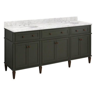 Elmdale 72" Freestanding Mahogany Double Basin Vanity  Oval Undermount Sink - 8" Faucet Holes