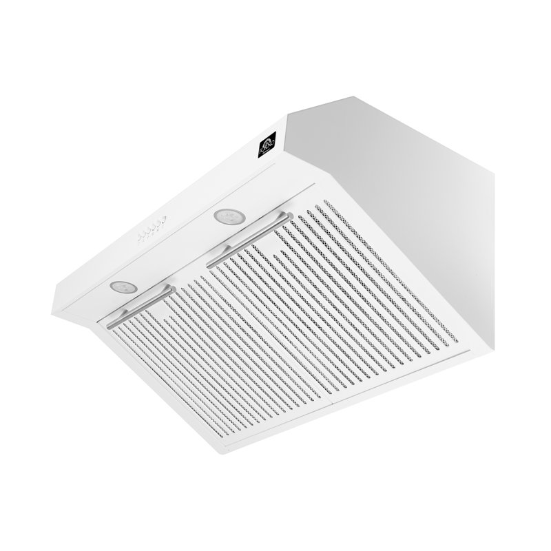 Bari Espresso 30" Under Cabinet 400CFM Range Hood, with additional Brass Filter Handles, White
