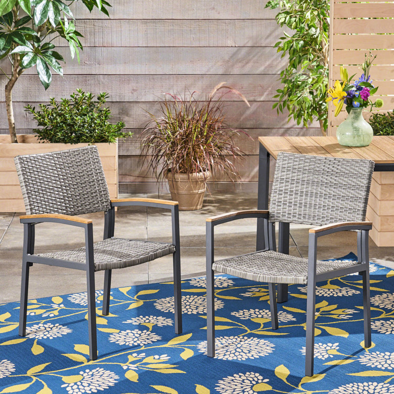 Élément de patio gris - chaise de salle à manger moderne en maille confortable