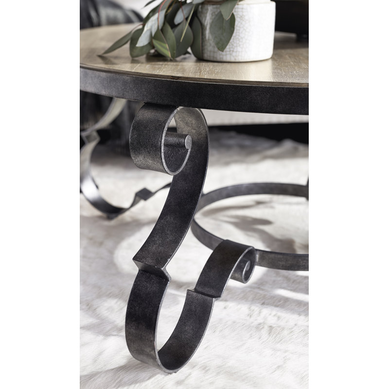 Villa Toscana Traditional Round Cocktail Table with Storage in Beige