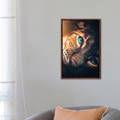 The Aqua Blue Eyed Leopard 1 Piece Wall Art on Canvas