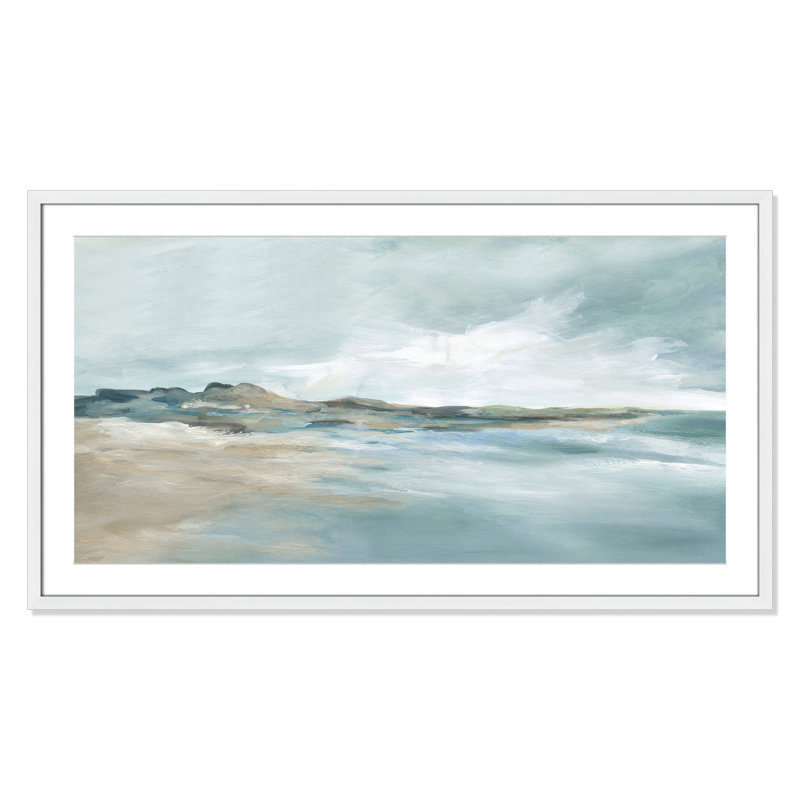 Imprimé Sandpoint par Carol Robinson, H 23,5 po x l 41,5 po x P 1,25 po, Blanc, Reproduction encadrée avec passe-partout