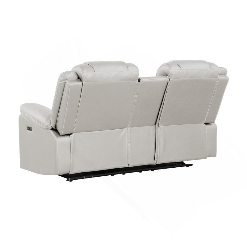 Causeuse inclinable électrique moderne à DEL avec console, rangement, porte-gobelet en acier inoxydable et haut-parleur Bluetooth