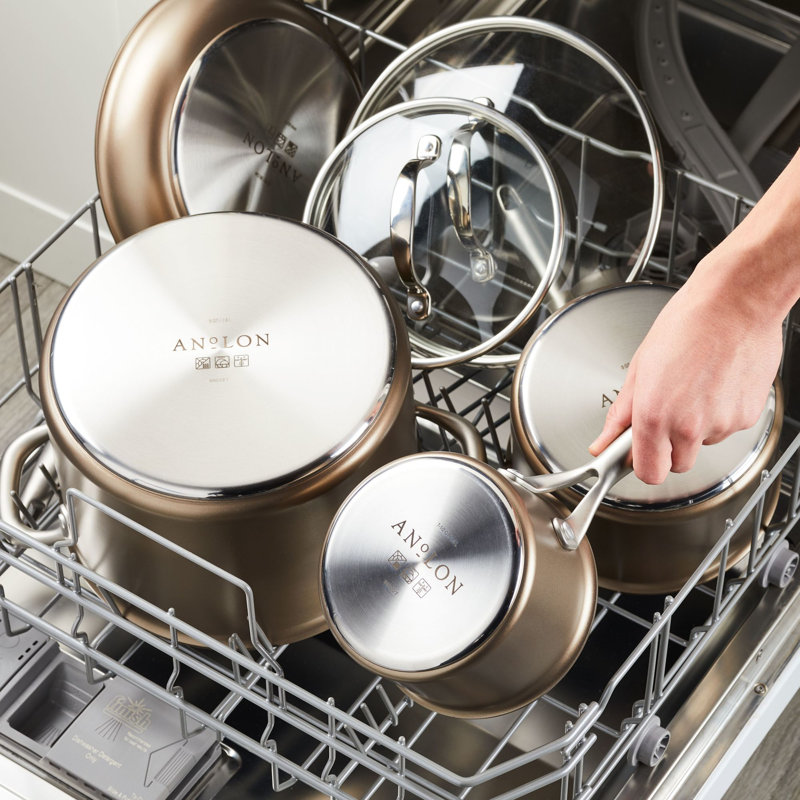 Anolon Ascend Hard Anodized Nonstick Cookware Pots and Pans Set, Induction Compatible - 10 Piece