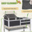 Habitat pour tortue avec support de lampe réglable PawHut, enceinte à 2 couches avec tablette de rangement, pavillon principal amovible, plateau fixe, couvercle ouvrable, gris
