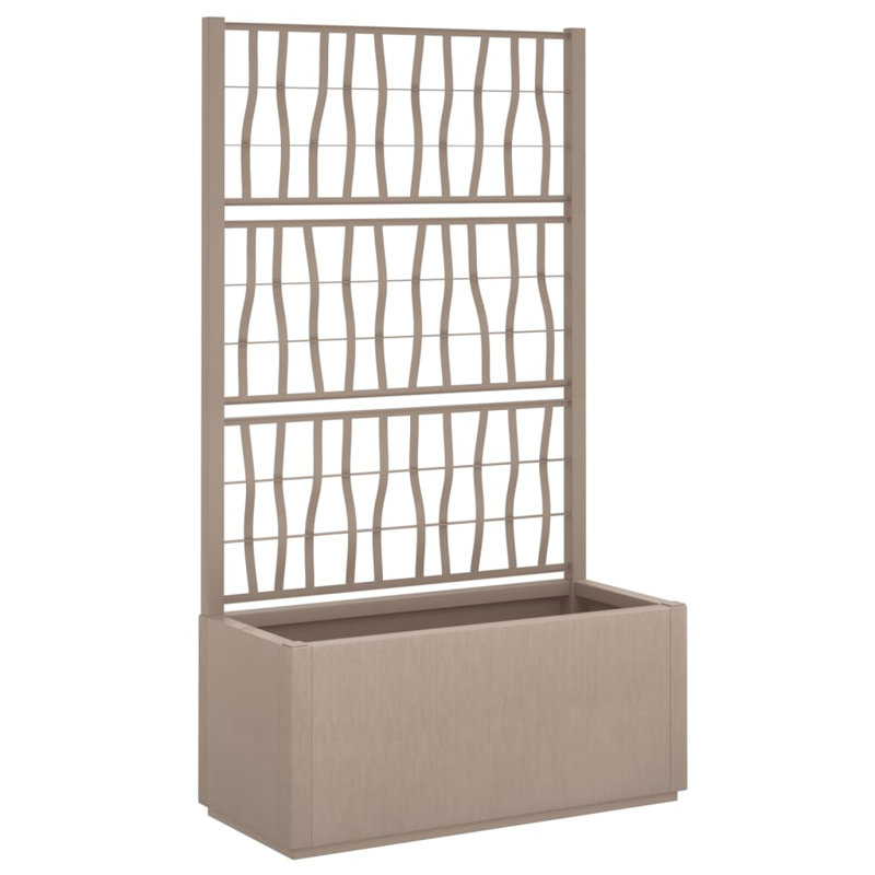 Hisashi Rectangular Planter with Integrated Trellis, Brown