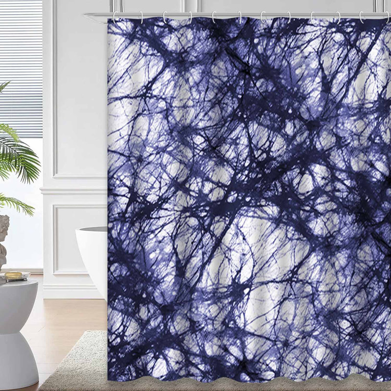 Rideau de douche bleu et blanc Batik, L 72 po x l 84 po