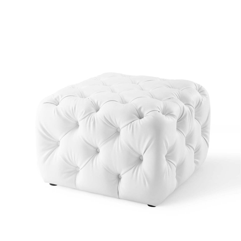 Anthem Tufted Button Square Faux Leather Ottoman