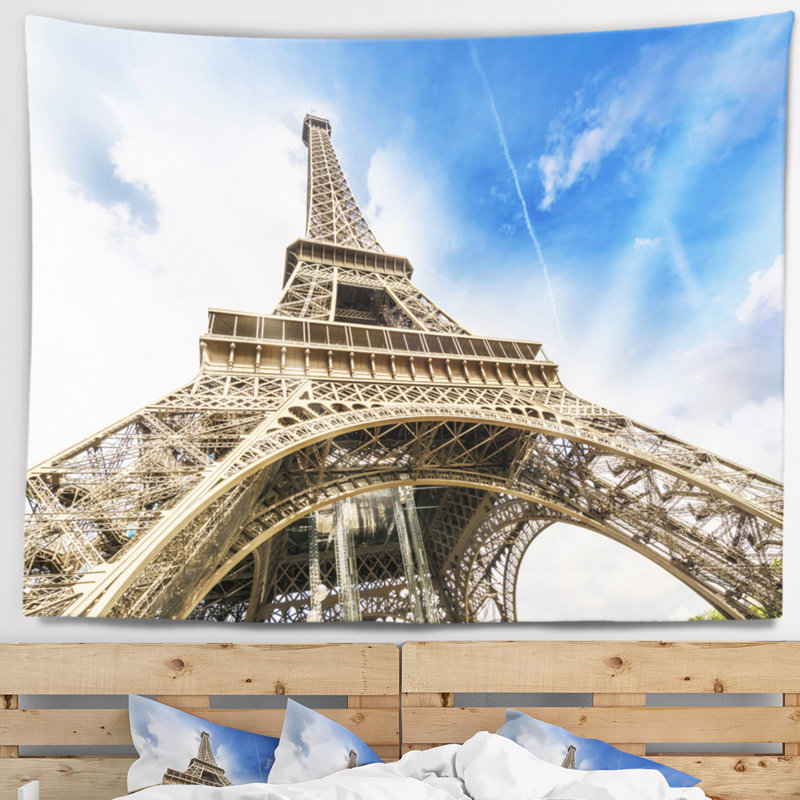 Cityscape de polyester de la tour eiffel à partir de tapisserie au sol avec accessoires suspendus inclus, H 68 po x l 80 po