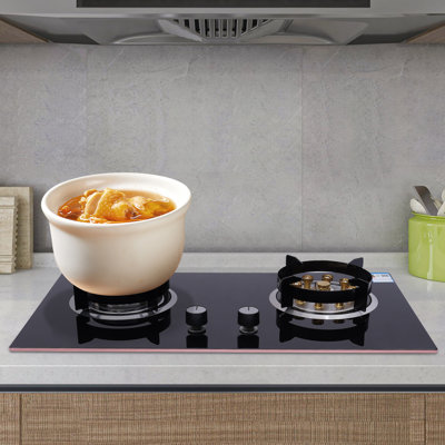Black Gas Cooktop Built-in Gas Stoves Natural Gas with 2 Burners