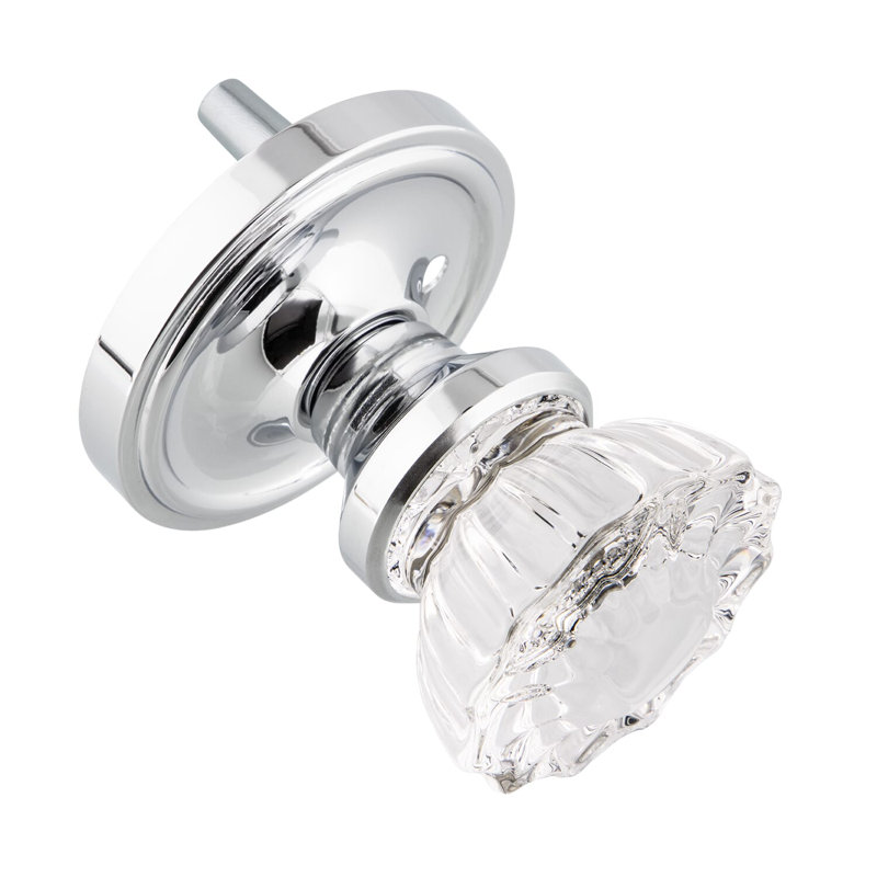 Classic Rosette with Crystal Door Knob, Bright Chrome, 2.375"