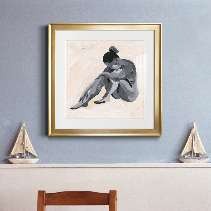Intimity II - reproduction encadrée de qualité supérieure - prête à être accrochée, Cadre doré, Blanc