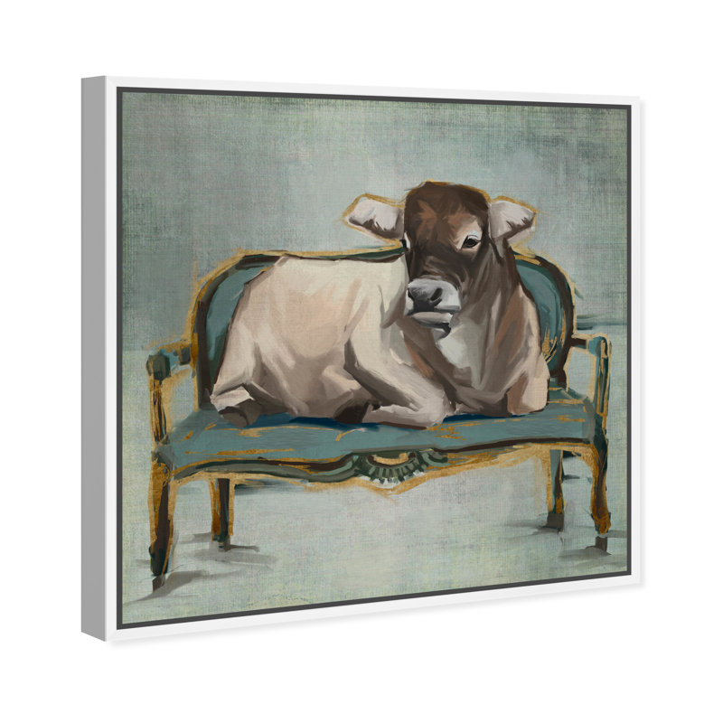 «Animals Her Majesty Cow», reproduction d'art, H 30 po x l 30 po, Impression encadrée, Blanc