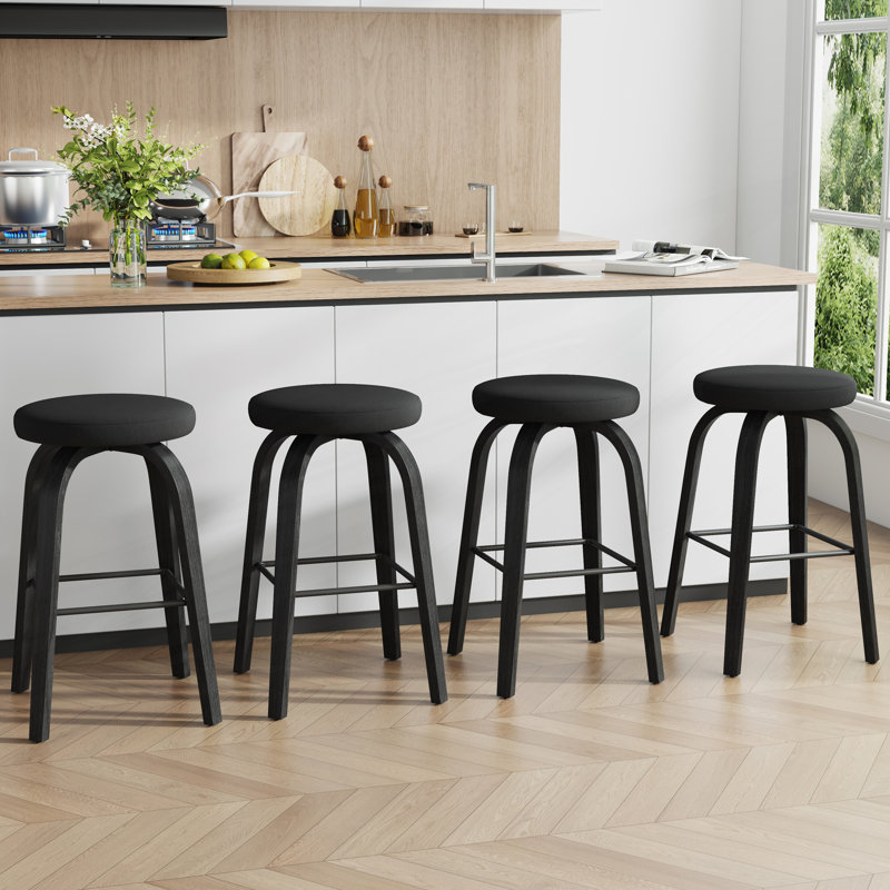Swivel Upholstered Counter Stool, Noir, 29.72