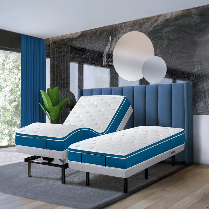 Bultfontein Massaging Adjustable Bed with Wireless Remote 12" Mattress Included, King Split