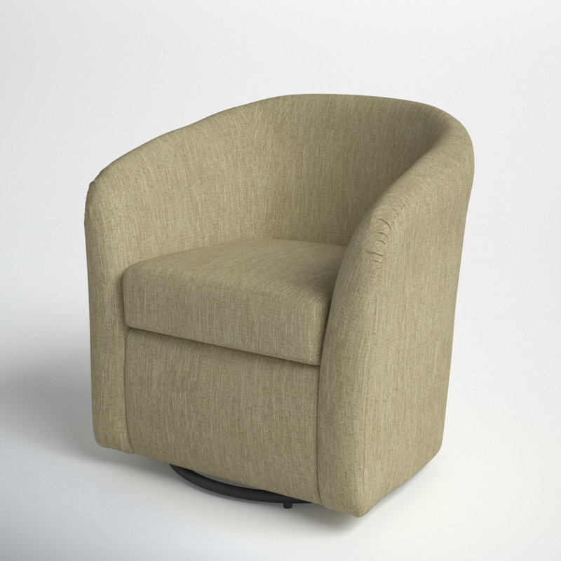 Anrea 30.5" W Polyester Swivel Barrel Chair, Hapden Spring Green Polyester Blend