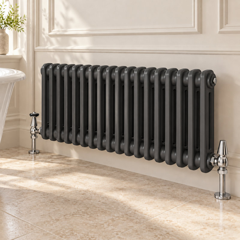 Horizontal Traditional Colosseum Radiator, 300cm H x 785cm W x 70cm D, Grey
