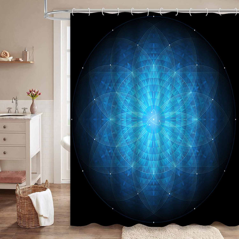 Rideau de douche bleu imperméable, rideaux de douche pour la salle de bain avec 12 crochets, 72" L x 72" W