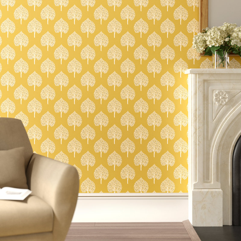 Mirabelle Grove Tree 10.05m x 52cm Wallpaper Roll, Mustard