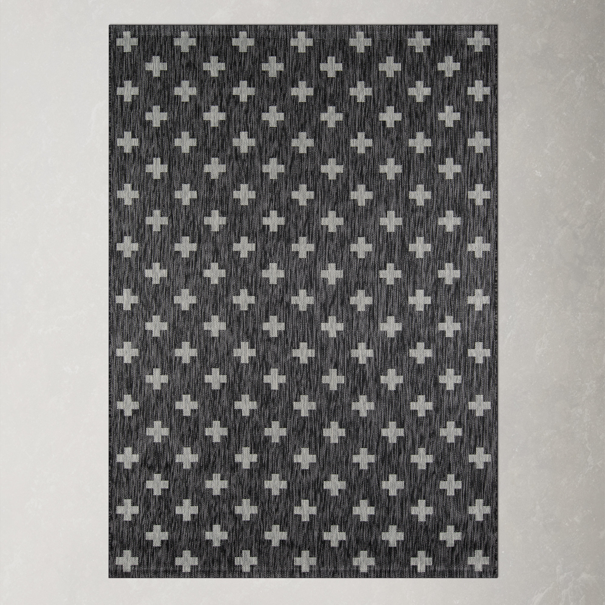 Umbria Striped Indoor / Outdoor Area Rug, Charcoal , Rectangle 3'3" x 5'