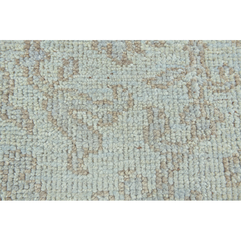 Tapis transitionnel noué à la main bleu / gris Potomac, Rectangle 2 pi x 3 pi