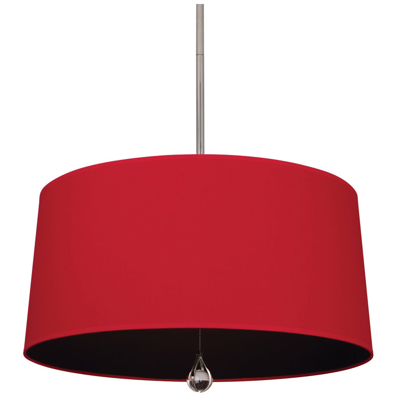 Custis 3 - Light Chandelier, Richmond Red Fabric, Polished Nickel