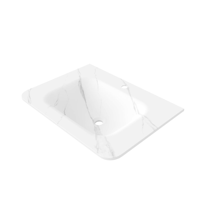 Carrara White Sintered Stone Hot-Bent Integrated Basin ONLY, NO Cabinet, NO Faucet And Drain, Suitable For NOOR, ZANE, Etc.