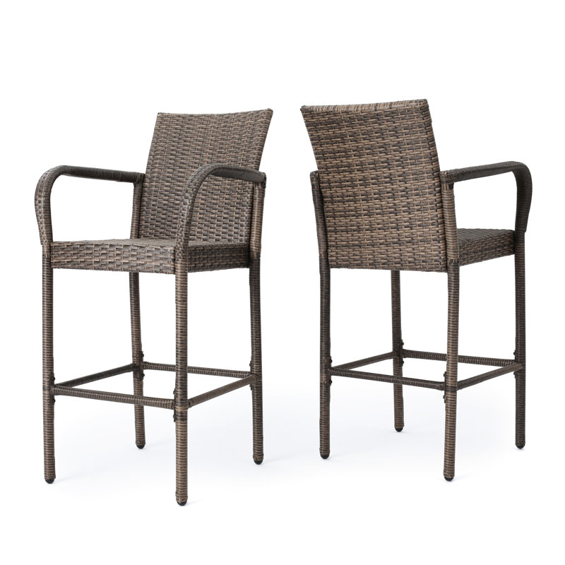Tabouret d'extérieur moderne - Métal robuste et résistant pour l'extérieur, Brun