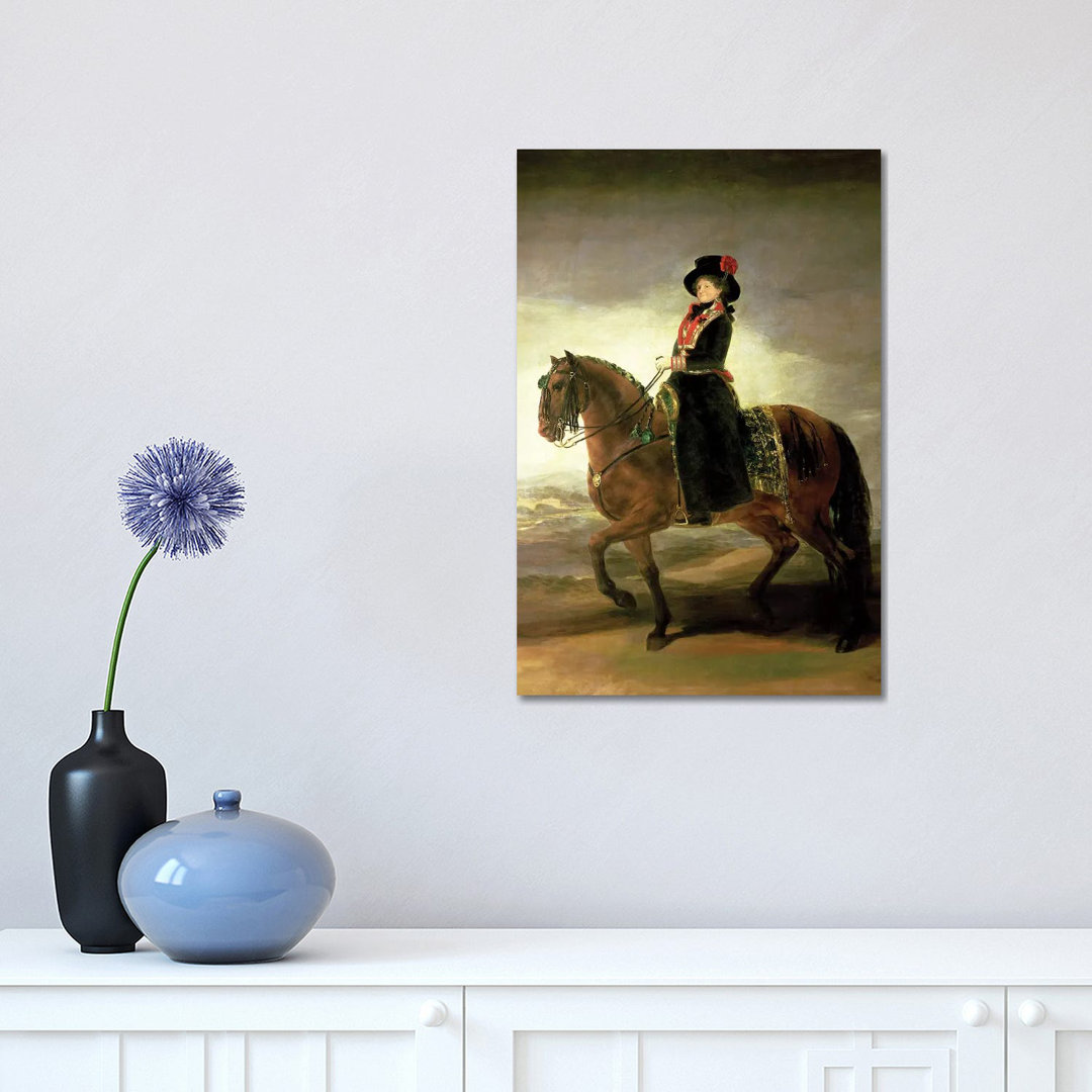 Equestrian Portrait Of Queen Maria Luisa (Wife Of King Charles IV Of Spain by Francisco Goya - Wrapped Canvas Print